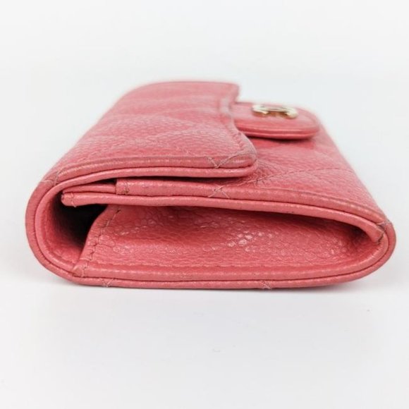 SOLD Chanel Pink Caviar Leather Quilted Flap Card Holder Coin Purse Wallet - Picture 6 of 8